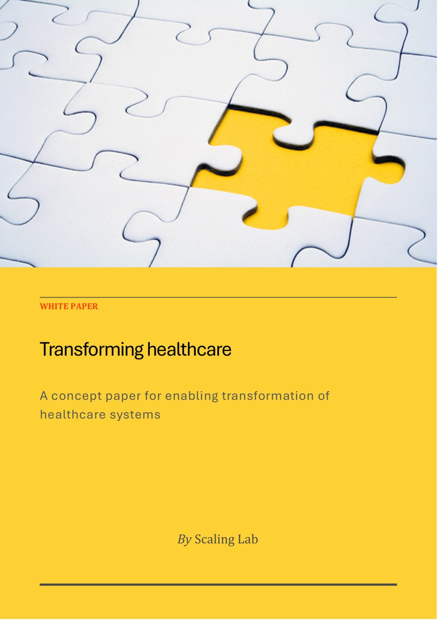 Cover of the white paper Transforming Healthcare
